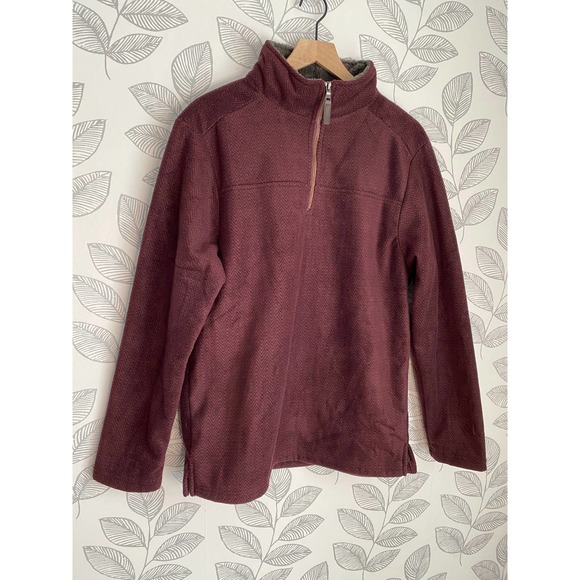 London Fog Burgundy Half Zip Fleece Lined Sweater, Size L - Picture 3 of 4
